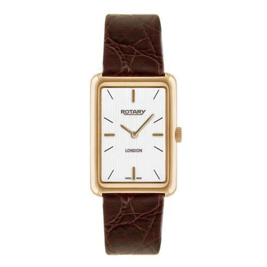 Rotary Men's Watch with White Dial and Brown Leather Strap GS90991/02