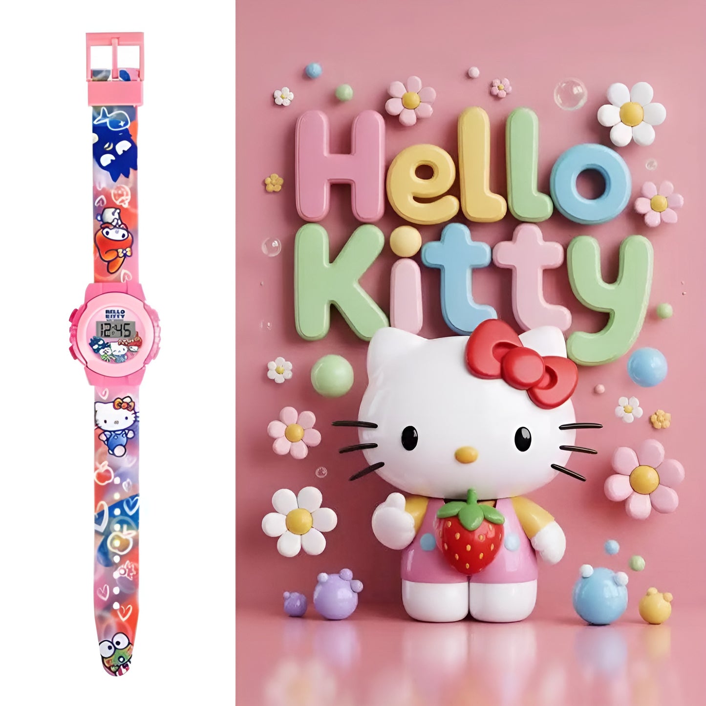 Hello Kitty Silicone Strap Digital Watch - HK50153