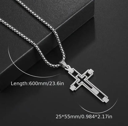 Men's Stainless Steel Cross Necklace -CR002