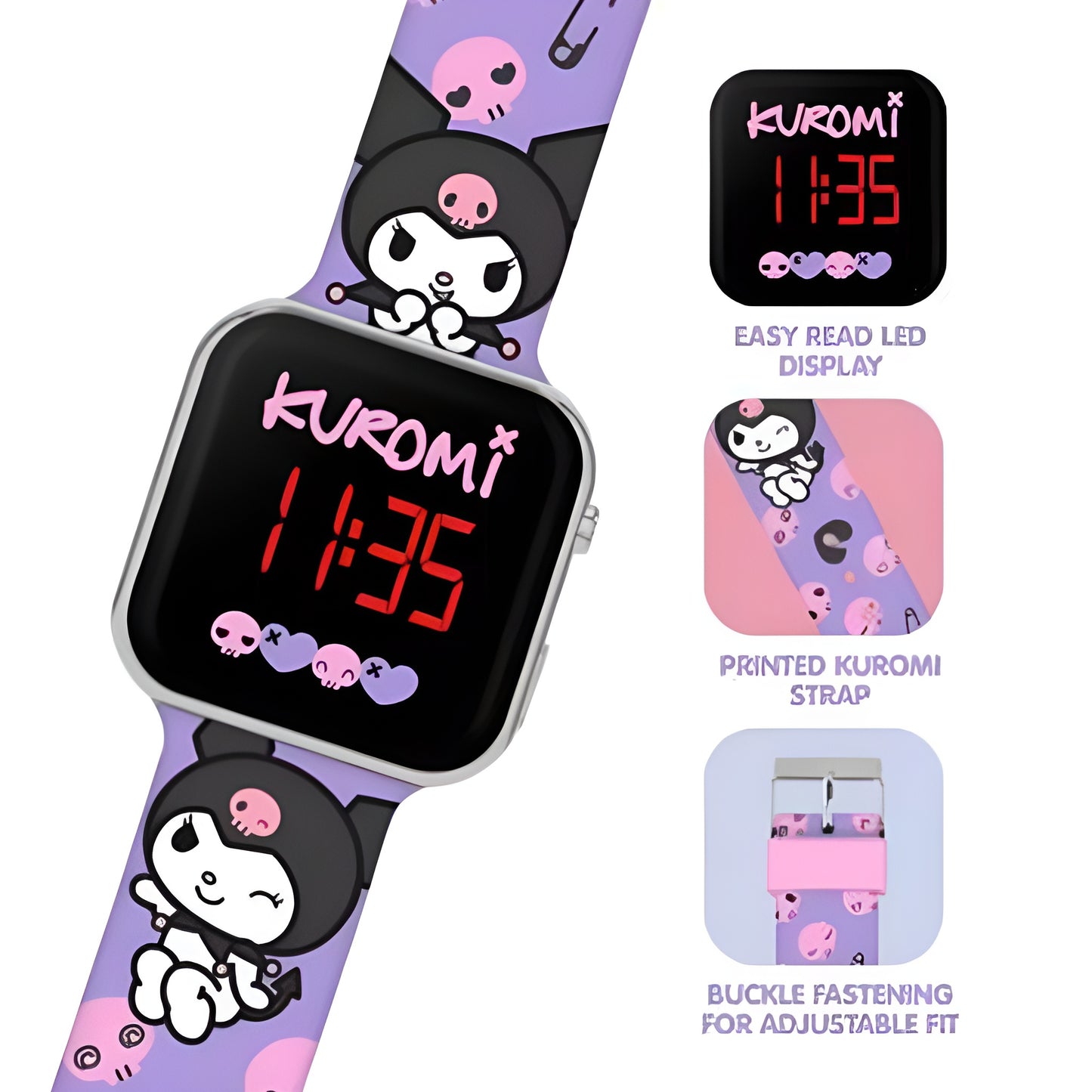 Kuromi Purple Plastic Strap LED Watch - KU00001