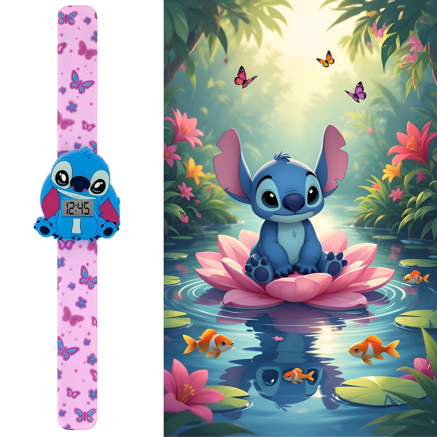 Stitch Butterfly Slap Bracelet Digital Watch - LAS4140