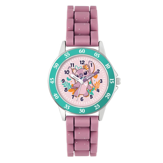 Disney Lilo & Stitch Kids Time Teacher Watch with Purple Silicone Strap - LAS9014
