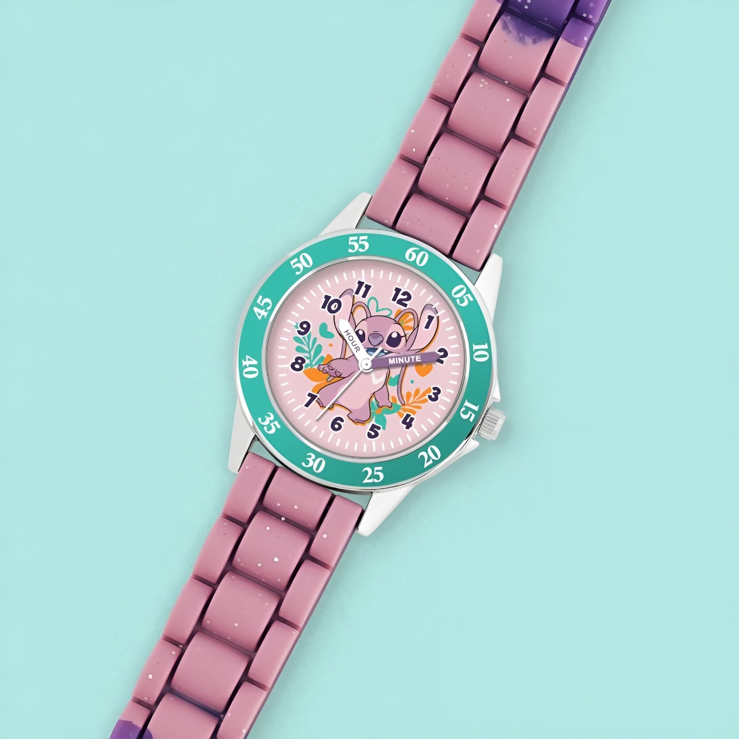 Disney Lilo & Stitch Kids Time Teacher Watch with Purple Silicone Strap - LAS9014