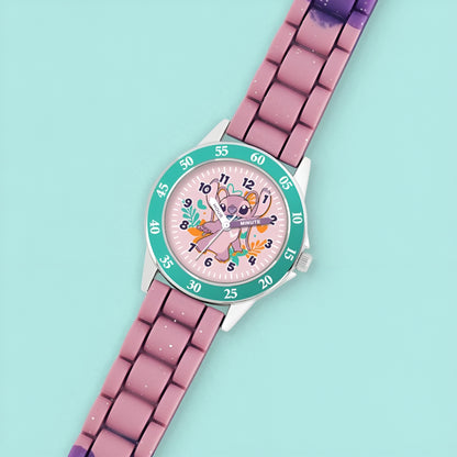 Disney Lilo & Stitch Kids Time Teacher Watch with Purple Silicone Strap - LAS9014