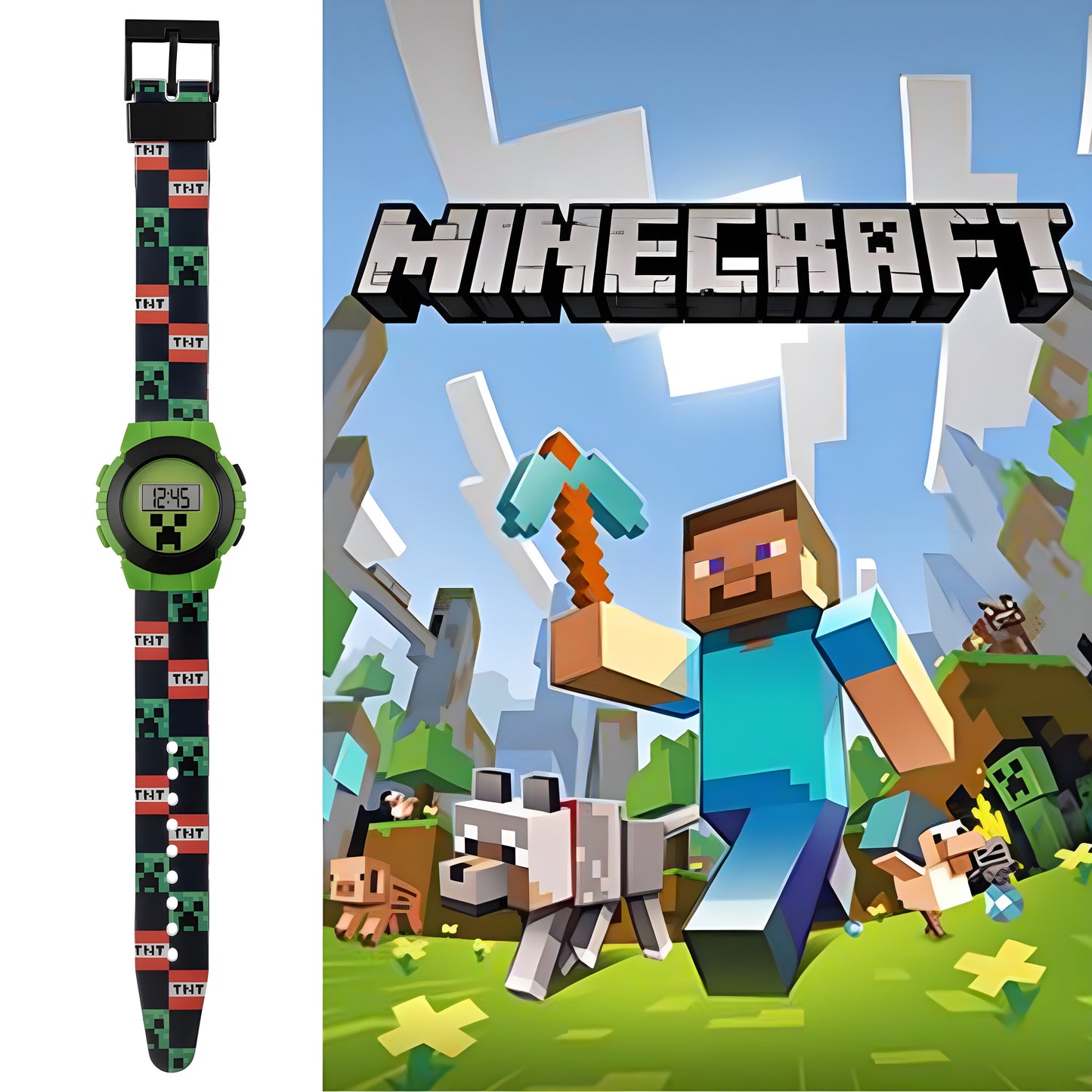 Minecraft Green Digital Watch - MIN4223