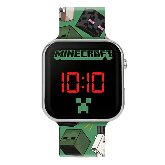 Minecraft Green Printed Strap LED Watch - MIN4230