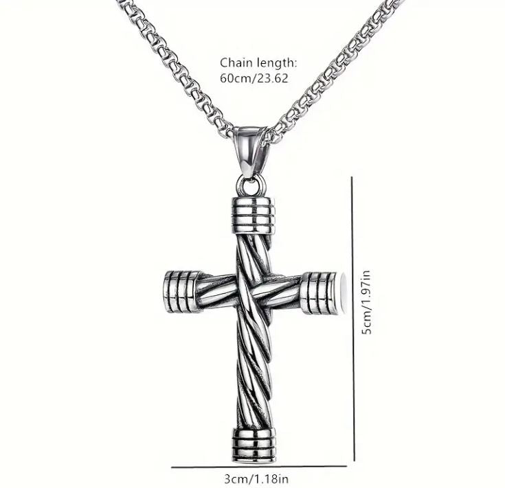 Men's Stainless Steel Cross Necklace - CR003