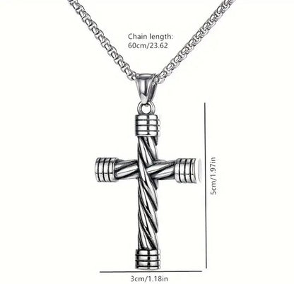 Men's Stainless Steel Cross Necklace - CR003