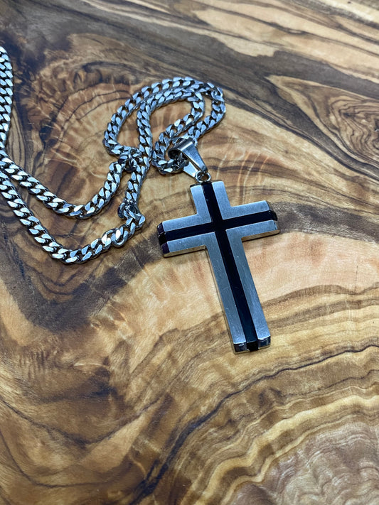 Men's Stainless Steel Cross Necklace - CR004