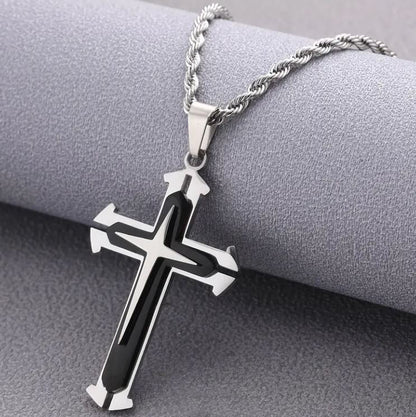 Men's Stainless Steel Cross Necklace - CR008