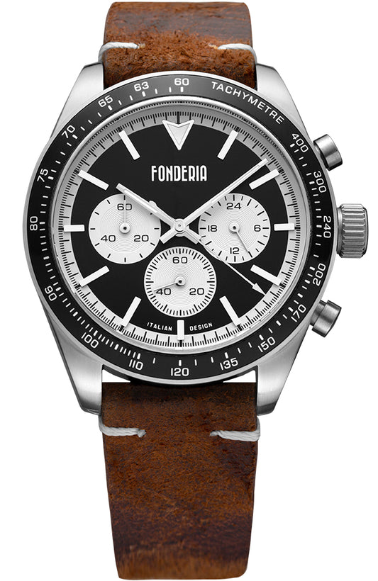 FONDERIA Salt Speeder Brown Leather Chronograph - P-9A011UNW