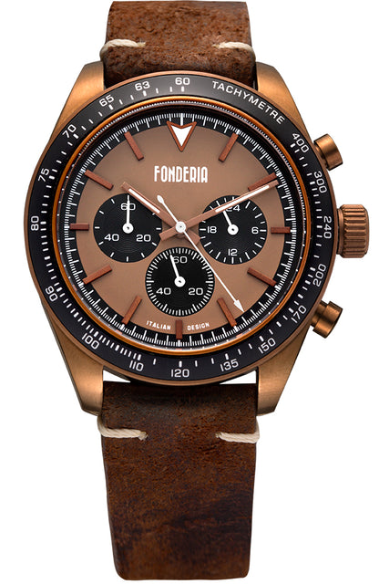 FONDERIA Salt Speeder Brown Leather Chronograph - P-9B011UMN