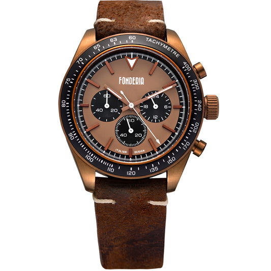 FONDERIA Salt Speeder Brown Leather Chronograph - P-9B011UMN