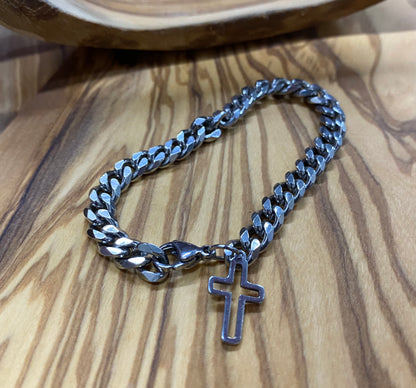 Men's Stainless Steel Cross Bracelet - BR001