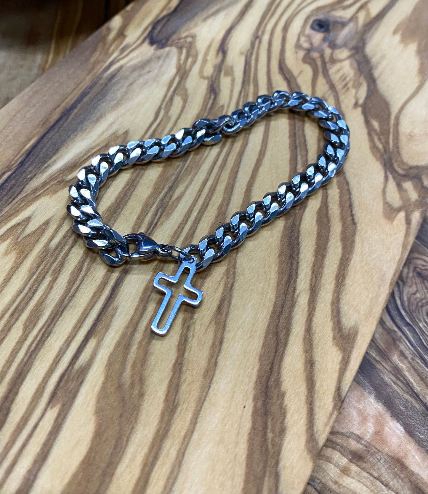 Men's Stainless Steel Cross Bracelet - BR001