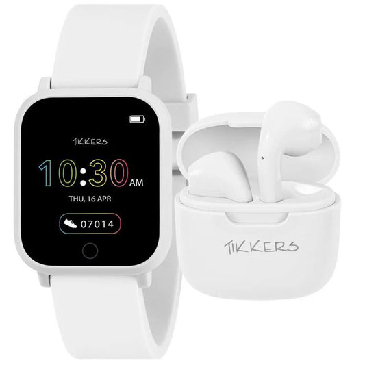 Tikkers Series 10 White Smart Watch & Earbuds - TKS10-0007 - Gift Set