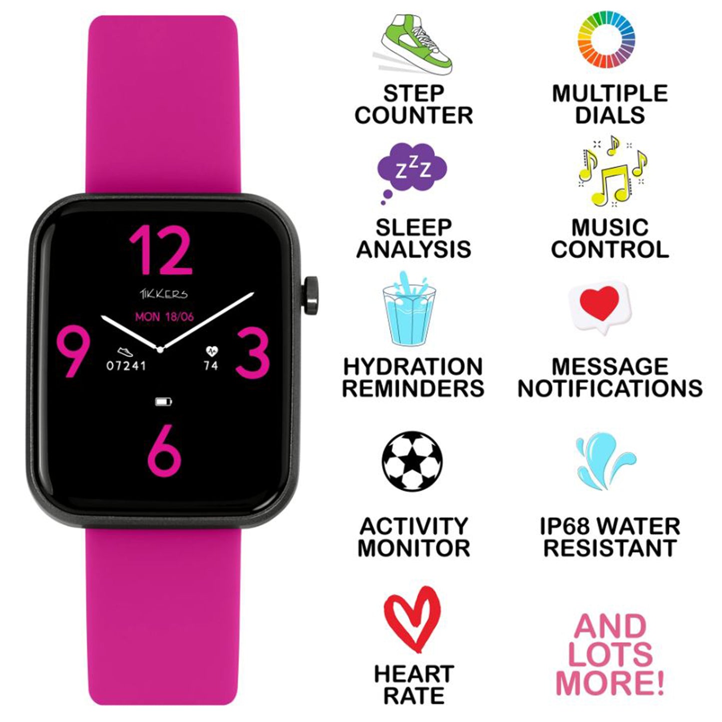 Tikkers Series 13 Pink Silicone Strap Smart Watch - TKS13-0025