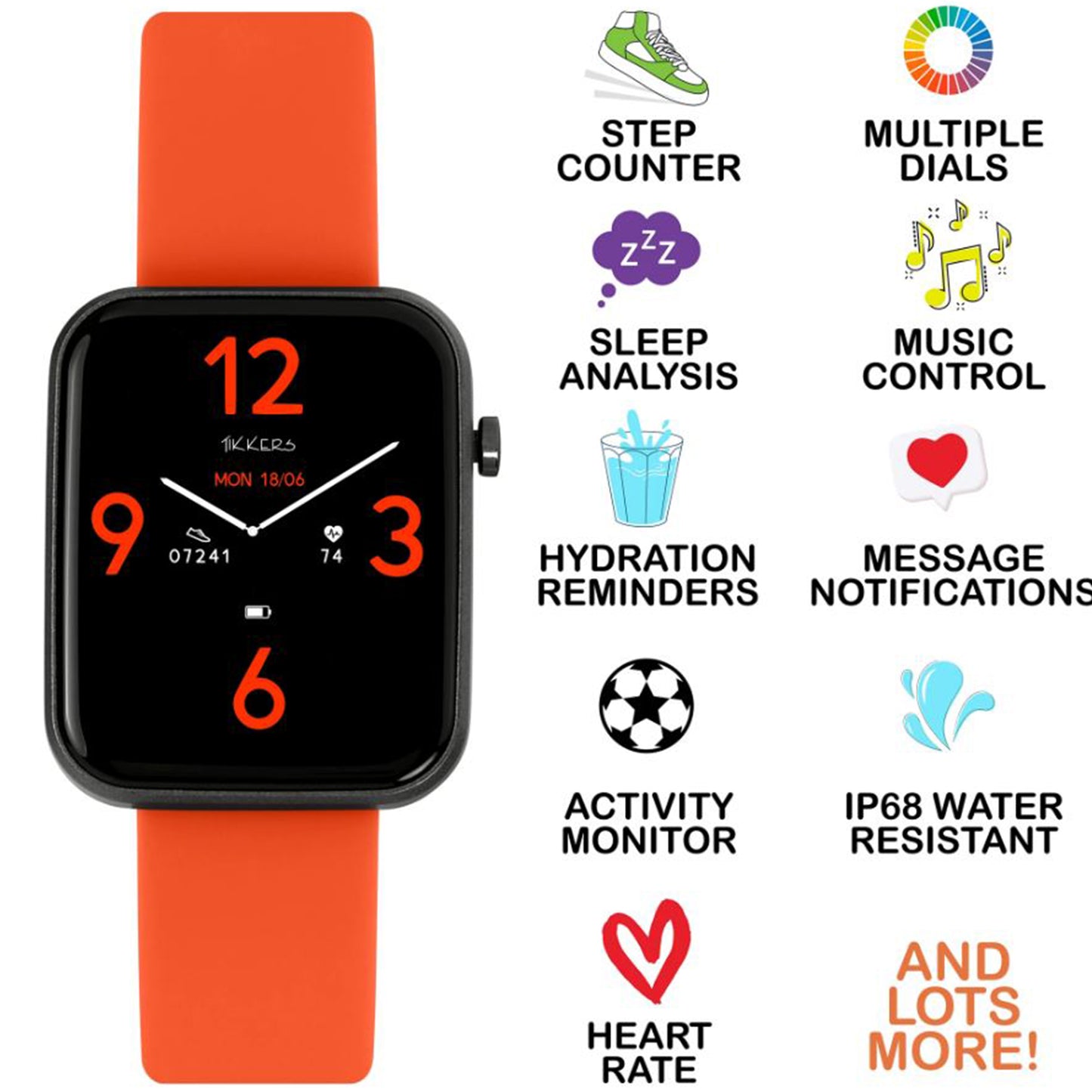 Tikkers Series 13 Orange Silicone Strap Smart Watch - TKS13-0027