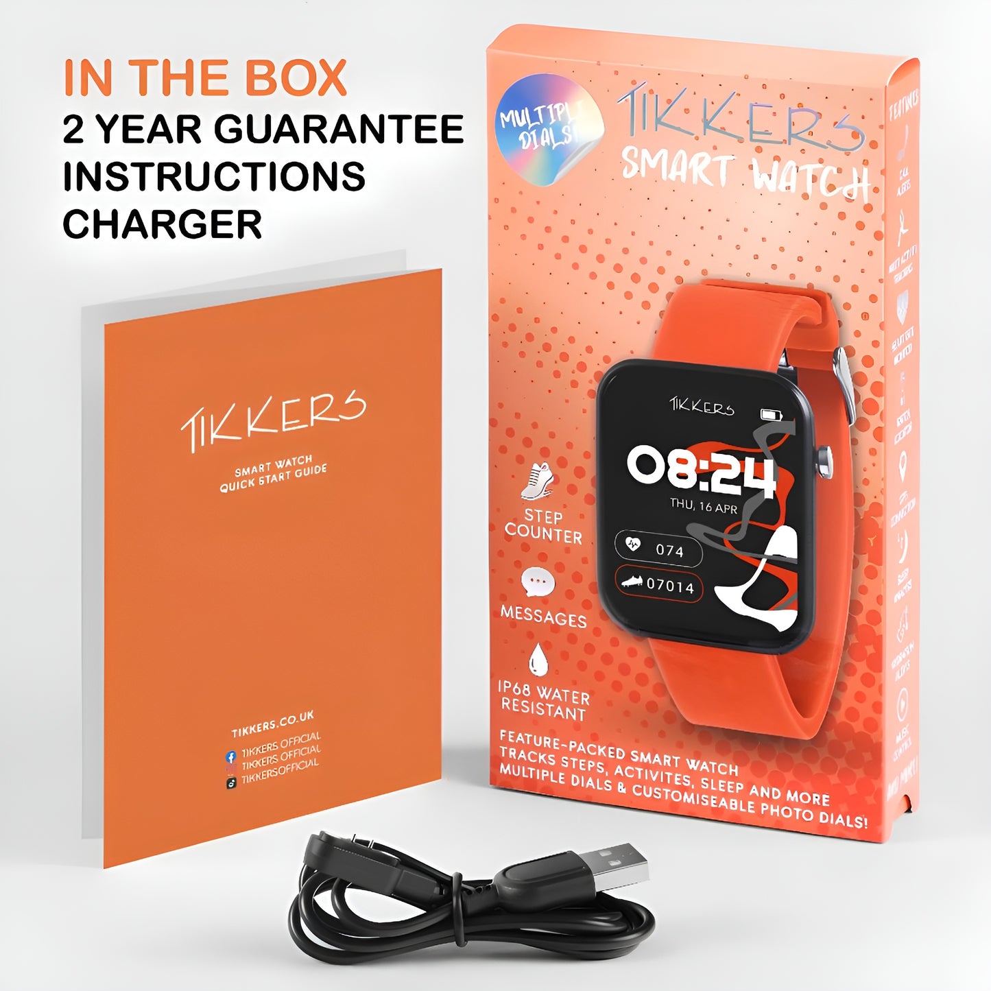 Tikkers Series 13 Orange Silicone Strap Smart Watch - TKS13-0027