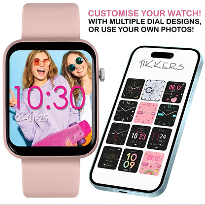 Tikkers Smart Series 13 - Pink Silicone Strap Smart Watch & Earbuds Set TKS13-0031- Gift Set