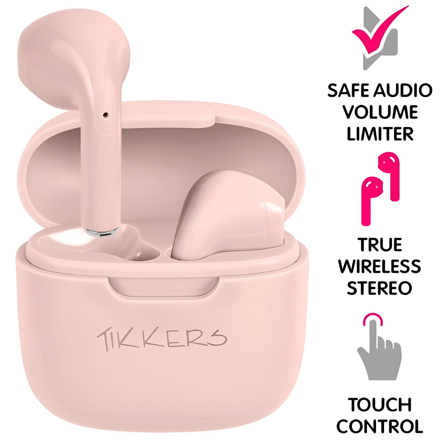 Tikkers Smart Series 13 - Pink Silicone Strap Smart Watch & Earbuds Set TKS13-0031- Gift Set