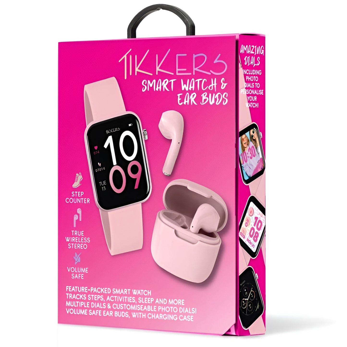 Tikkers Smart Series 13 - Pink Silicone Strap Smart Watch & Earbuds Set TKS13-0031- Gift Set