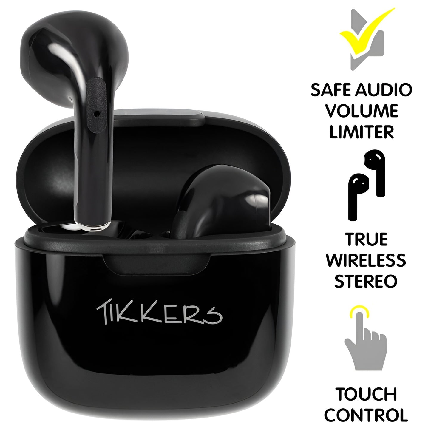 Tikkers Smart Series 13 - Black Silicone Strap Smart Watch & Earbuds Set TKS13-0032- Gift Set