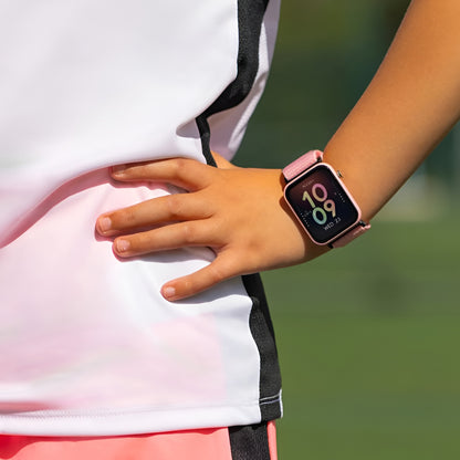 Tikkers Smart Series 13 - Pink Fabric Strap Smart Watch & Headphone TKS13-0034- Gift Set