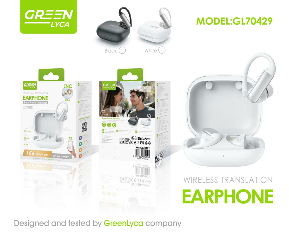 Green Lyca GL70429 – Ακουστικά AI Μετάφρασης 156 Γλωσσών (Open-Ear)